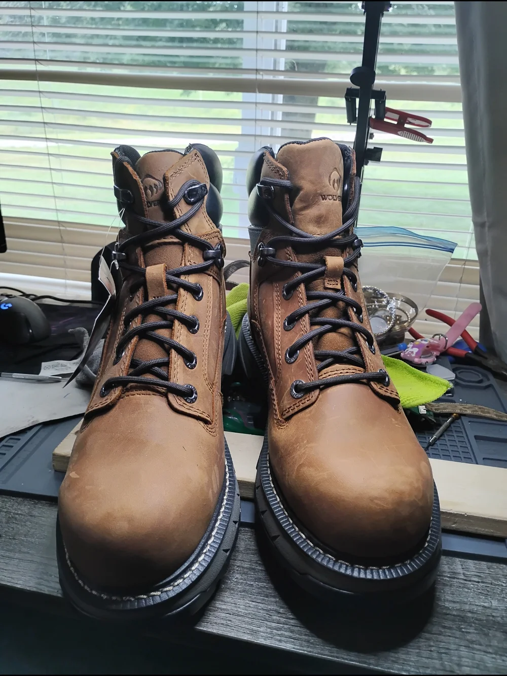 Wolverine Tan and Black Work Boots